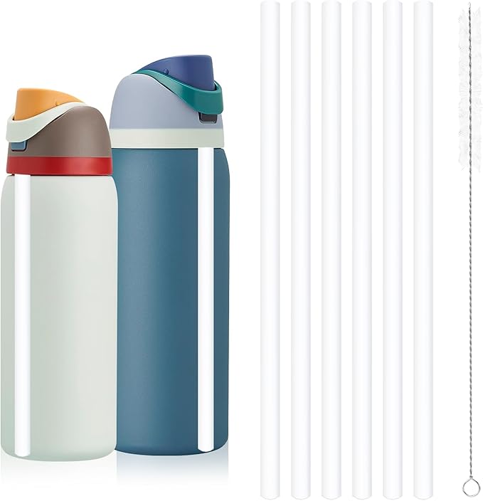 Straw Replacement for Owala Water Bottle 24 oz 32 oz, Reusable Plastic Straws with 1 Cleaner Brush, BPA-free, Dishwasher Safe, Straw Accessories Compatible with Owala Water Bottle