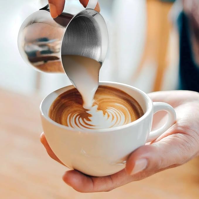 3 Oz Small Creamer Pitcher, Stainless Steel Bell Creamers, Mini Creamer Dispenser with Pouring Spout for Cream, Milk, Salad Dressing, Maple Syrup (2)