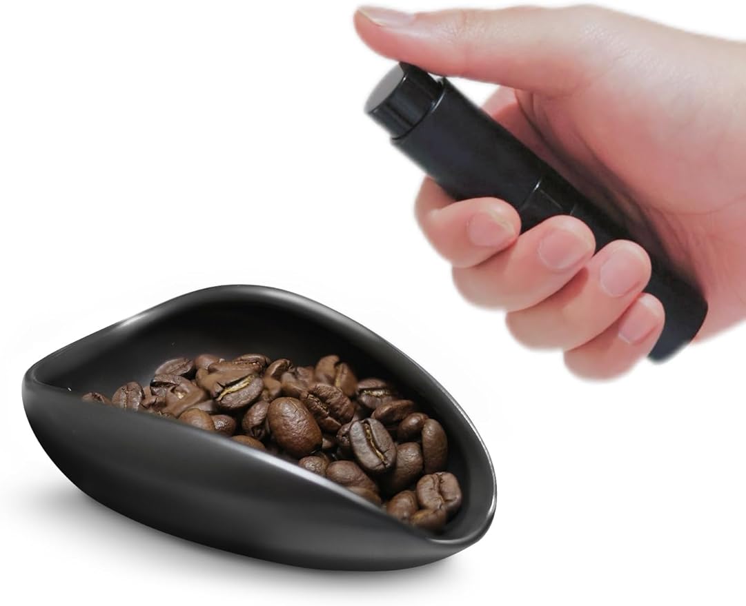 Coffee Bean Dosing Cup and Spray Bottle Set, Ceramic Single Dosing Tray for Coffee&Tea, Dosing Vessel Espresso Accessories for Coffee Bar, Black