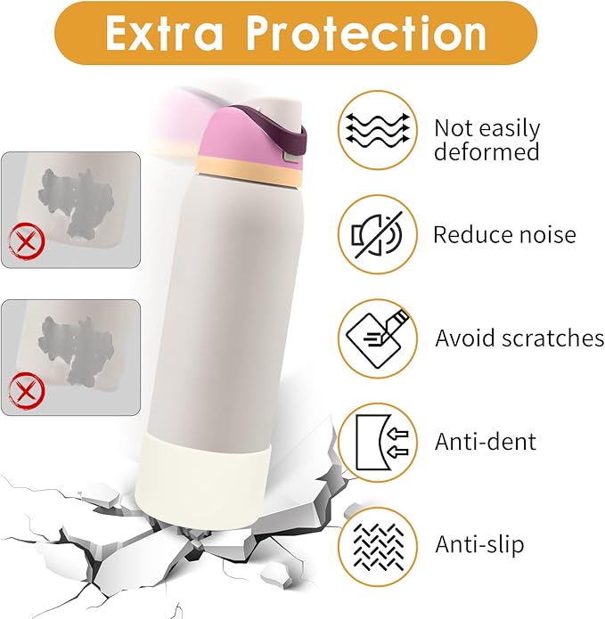 2PCS Silicone Water Bottle Boot, Compatible with Owala 24oz 32oz 40oz, Protective Anti-Scratch & Anti-Dent No Noise Sleeve Cover for FreeSip/Twist/Flip Water Bottles (Daybreak, 40oz)