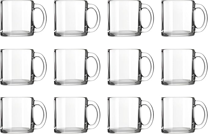 Bexter Pack of 2 Clear Glass Coffee Mugs – 13 oz Heavy-Duty Thick-Walled Cups for Hot Beverages – Durable, Elegant, Heat-Resistant Glassware for Coffee, Tea, Lattes, and More