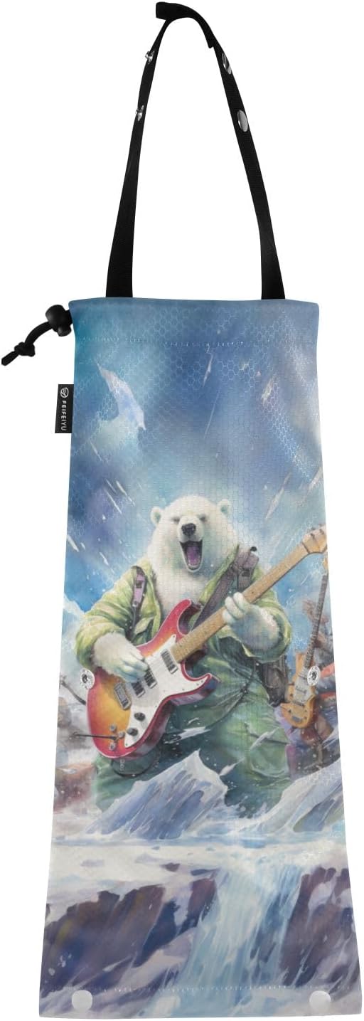 ALAZA Hanging Car Trash Bags Garbage Bag Trash Can for Back Seat Small Bear Music Washable Storage Bag Retractable 2 Pack