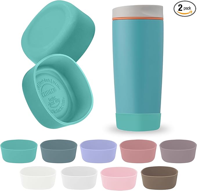 2Pcs Silicone Boot for Owala SmoothSip Slider Coffee Tumbler 20oz 12oz, Anti-Slip Sleeve for Travel Coffee Mug, Protective Accessories for Owala, BPA Free (Beachy Breeze)