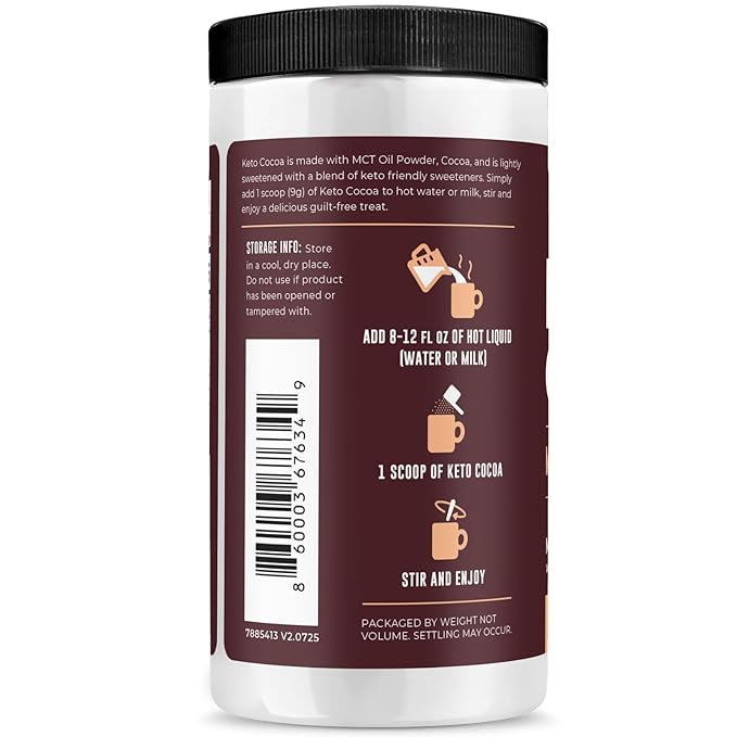 Keto Cocoa | Keto Hot Chocolate Drink Mix Powder - Sugar Free, Low Carb with Protein and MCT Oil Powder