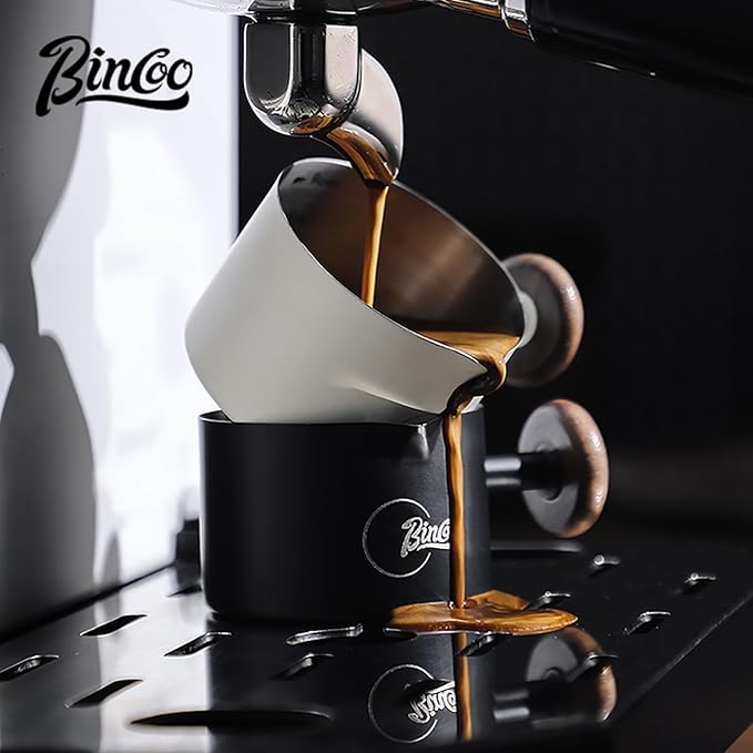 Bincoo Espresso Measuring Cup 90ml/3oz- Stainless Steel Coffee Dosing Cup with Handle & Scale,Perfect for Espresso Extraction & Coffee Beans, Barista Accessories for Coffee Lovers