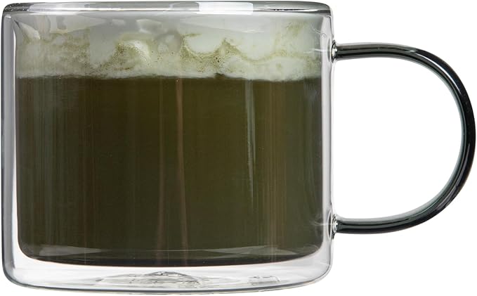 Restaurantware Coffee Cups 12 Pack of 11 oz Double Wall Glass Insulated Coffee Cup Borosilicate Mug Thermal Shock Resistant Handle Modern Design