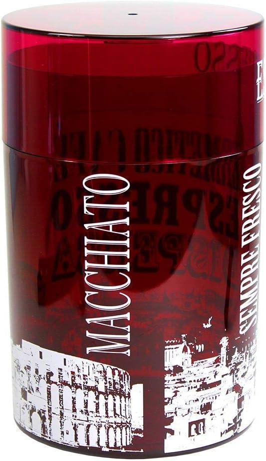 Coffeevac 1LB – Patented Airtight Container | Multi-use Vacuum Container Works as Smell Proof Containers for Ground Coffee and Coffee Bean Containers. Red Tint Roma