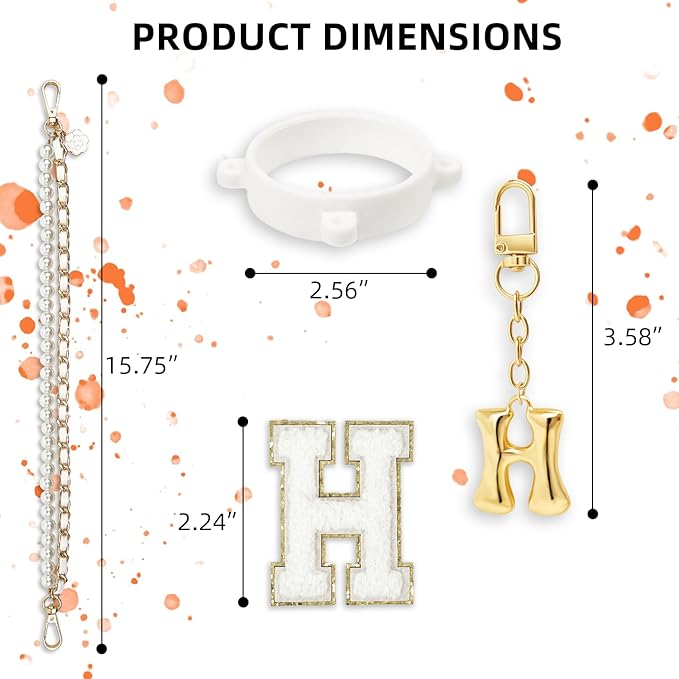 Letter Handle Strap Accessories with Cute Initial Charm Compatible with Owala Water Bottle 24oz 32oz 40oz Owala Kids