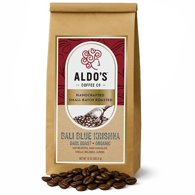 Aldo’s Organic Bali Blue Coffee Beans – Handcrafted Single-Origin Indonesian Coffee, Small-Batch Artisan Roasted, Bold Smooth Low-Acidity Coffee (1 lb) (Fine Ground)