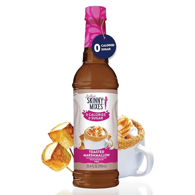 Jordan’s Skinny Mixes Sugar Free Coffee Syrup, Toasted Marshmallow Coffee Flavoring Syrup, Zero Calorie Drink Mix, Lattes, Baking, Protein Shake or Cocktail, Dairy & Gluten Free, Kosher, 25.4 Fl Oz, 2 Pack