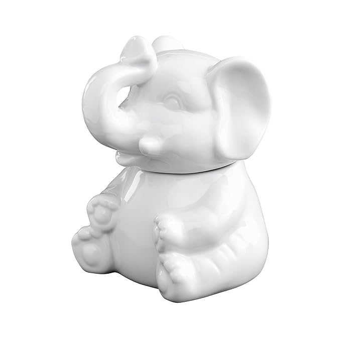 HIC Kitchen Elephant Sugar Bowl, Fine Porcelain, 8-Ounce, For Serving Sugar, Sweeteners, Honey, And Condiments