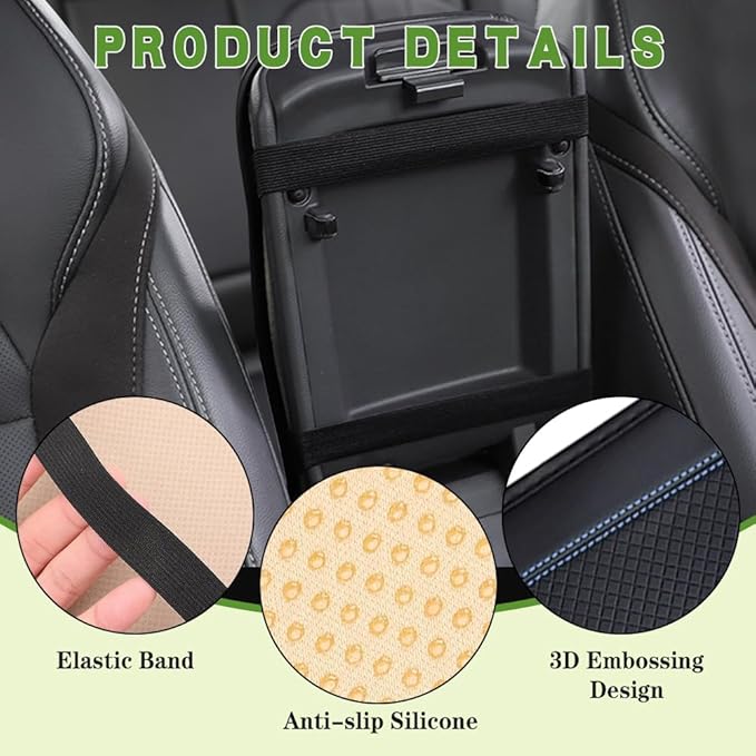 Car Center Console Armrest Pad, 12.6X 7.2 Inch PU Leather Waterproof Auto Armrest Seat Box Cover Protector, Car Center Console Cover, Universal Car Interior Accessories for Cars, Trucks, SUVs
