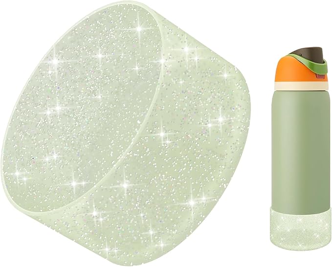 Protective Glitter Silicone Boot Compatible with Owala 24oz 32oz 40oz, Bling Cup Sleeve Bottom Bumper Cover Compatible with Owala FreeSip, Twist, or Flip Stainless Steel Water Bottles