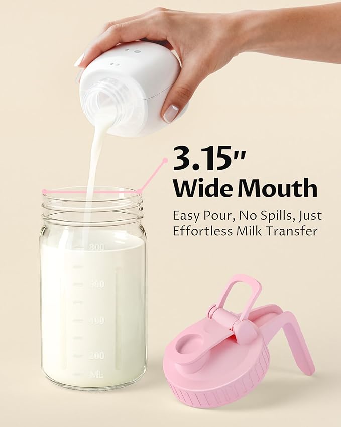 32oz Breast Milk Pitcher with Lid - Airtight Leakproof Glass Storage with Flip Cap & Pour Spout, Wide Mouth 1 Quart Breastmilk Storage Container for Breastmilk, Formula, and Milk