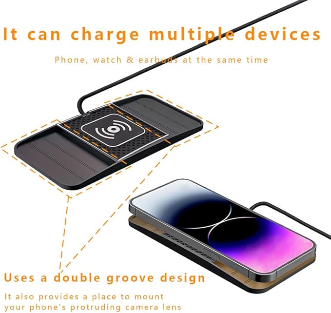 Wireless Charging Pad for Car for Mazda CX-50 2023-2026, DIY Trim-to-Fit Slim Non Slip Fast Charger Car Wireless Charging Pad 30CM Cable,B 30cm USB Plug Cable