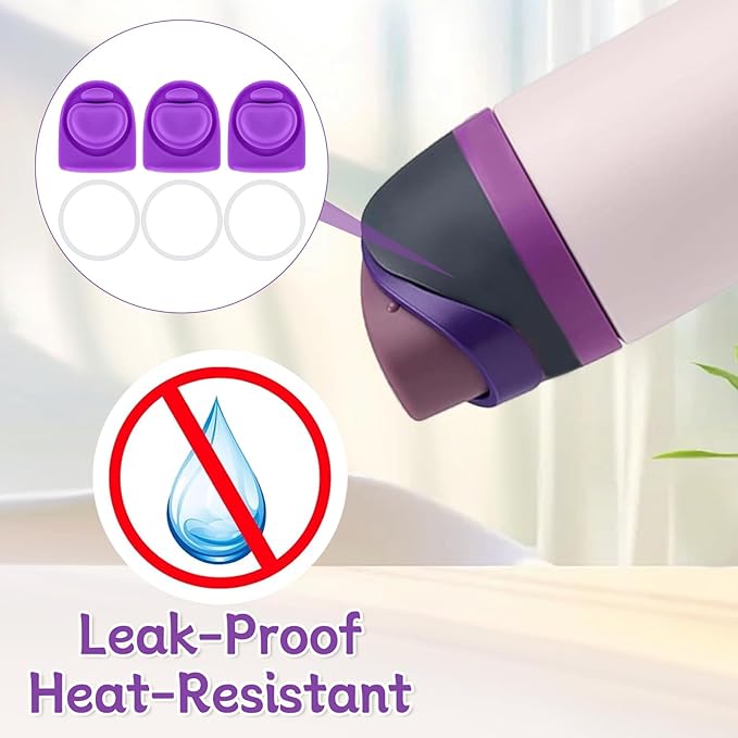 3 Sets Replacement Seal Gasket Stoppers for Owala Freesip Cap Mouth,Silicone O Sealing Ring Parts Water Bottle Top Lid Accessories for Owala Freesip 16/19/24/32/40oz（Puple）