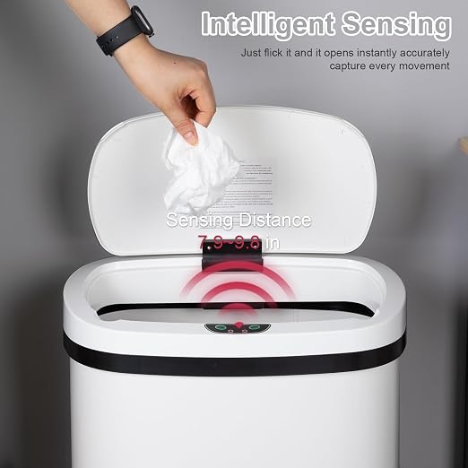 FDW Garbage Can 13 Gallon 50 Liter Kitchen Trash Can for Bathroom Bedroom Home Office Automatic Touch Free High-Capacity with Lid Waste Bin