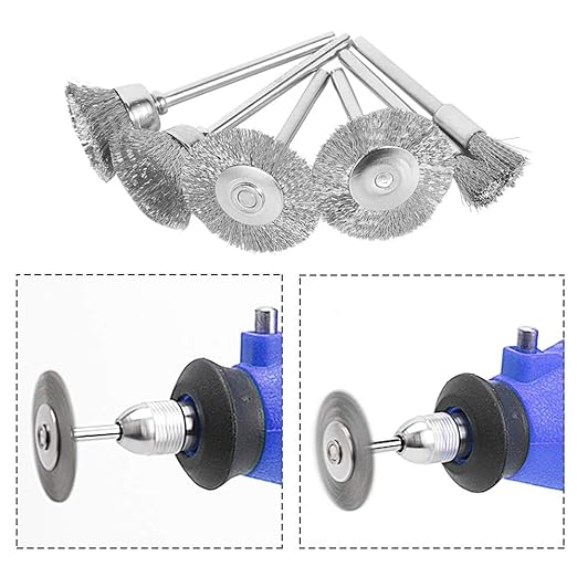 Mesee 45Pcs Steel Wire Brushes Wheels Set with 1/8" Shank Polishing Wire Wheel Cup Pen Brush Accessories Kit Fit Rotary Tool for Buffing Cleaning Grinding Removal Rust Corrosion Paint