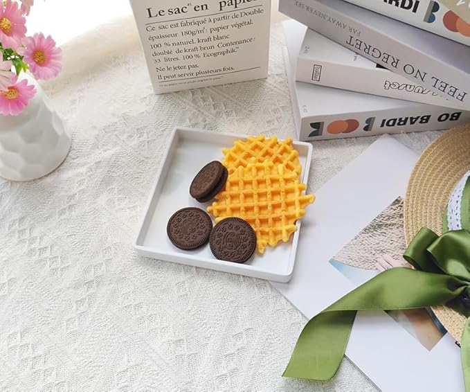 Small Square Tray (5.9 inch) 3 Pack, Durable White Tray for Desserts & Organization, Lightweight for Coffee, Drinks, Party, Seasoning, Perfume and Display.
