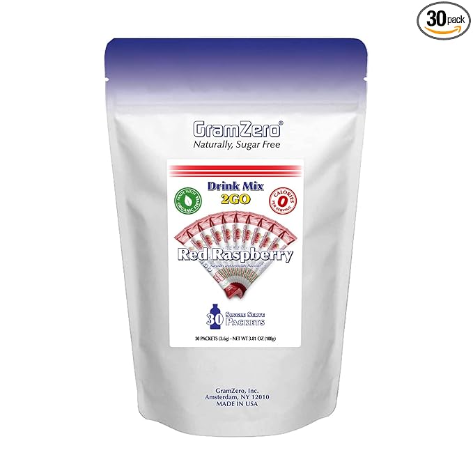 GramZero 2GO Sticks - Red Raspberry, Zero Calorie Sugar Free Drink Mix, Stevia Sweetened, Great For Nutrition Club Loaded Tea To Go Kits