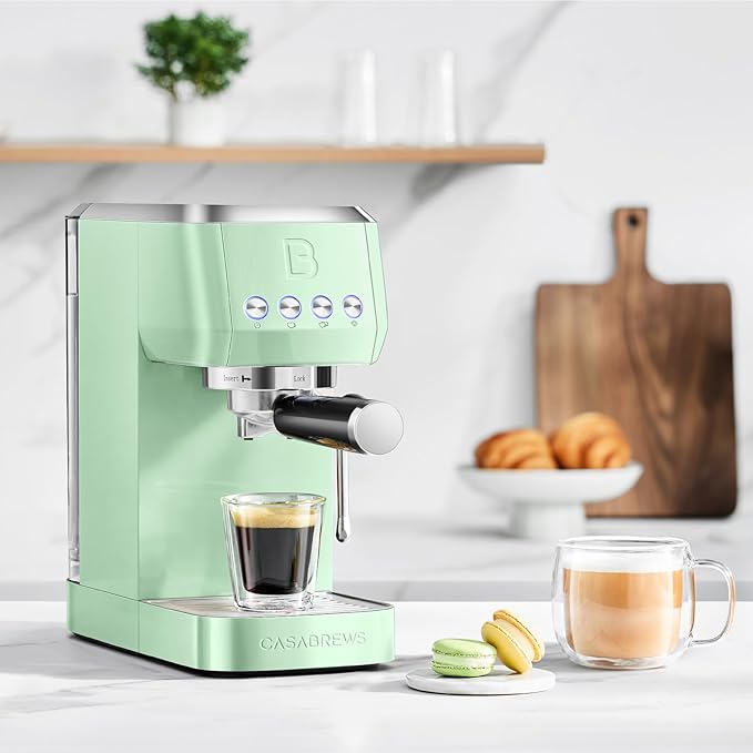 CASABREWS 3700 Essential Espresso Machine 20 Bar, Compact Coffee Maker with Steam Frother for Cappuccino, Latte, 43.9oz Water Tank, Gift for Coffee Lovers, Pastel Green