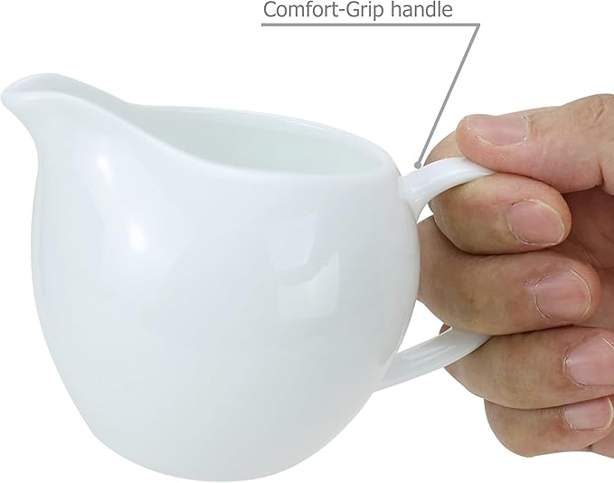 EIKS 2 Pack Ceramic Creamers Pitchers with Handle for Serving Coffee Milk Tea Salad Sauces, Pitcher Capacity 5oz(160ml)