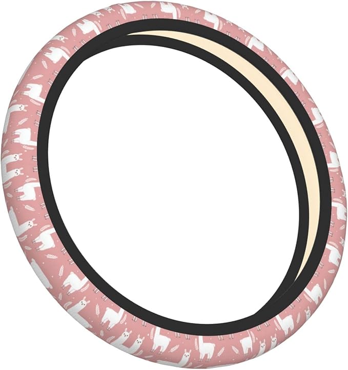 Fluffy Llama Alpacas Universal Fit Steering Wheel Cover for Car, Truck, and SUV, Durable Steering Wheel Protection