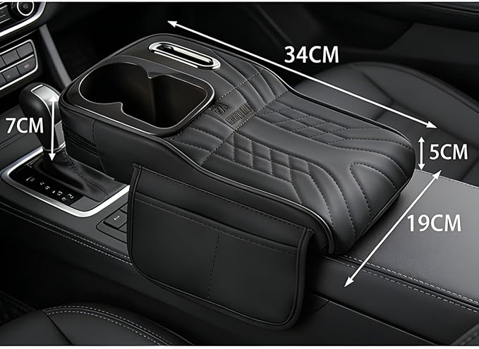 Auto Center Console Cover for Honda HR-V 2023 2024 2025 2026, Leather Waterproof Armrest Seat Box Cover Multifunctional Armrest Cushion Scratch,Black