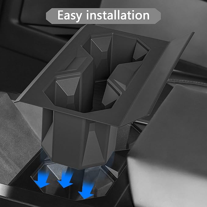 2Pcs Cup Holder & Center Console Pad for Cybertruck,Wireless Charging Silicone Pad for Tesla Cybertruck Accessories-Black
