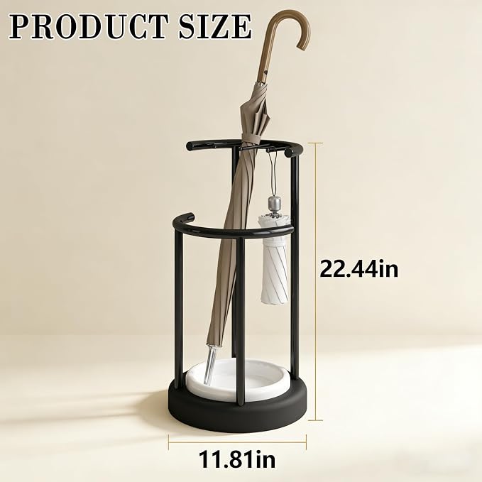 Umbrella Stand with Detachable Drip Tray, Umbrella Holder for Entryway, Rust Proof Umbrella Storage Rack for Homes, Offices, Mudrooms