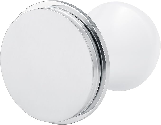 Normcore 58.5mm Coffee Tamper V4.1 Mini, Spring-Loaded with Click Feedback, Self-Leveling Stainless Steel Flat Baffle, Compatible with 58mm Espresso Machines Portafilter, White
