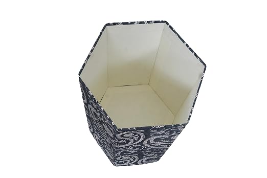 Generic 3.3 Gallon Cotton Hand Block Printed Paper Waste Basket |Small Decorative Trash Can for Housewarming Gifts in Living Room, Bedroom, Bathroom | Eco-Friendly, Plastic-Free (1, DARK BLUE MUKAT)