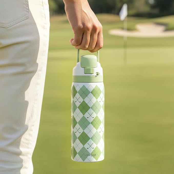 Golf Insulated Stainless Steel Water Bottle with Straw for Sports and Travel, Preppy Style, 32oz, Gifts for Golf Lover Women Girls Friends Teens Birthday Christmas