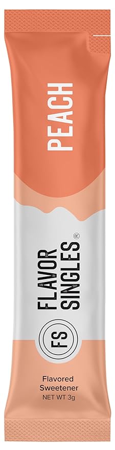 Flavor Singles Peach Powdered Sweetener Packets for Tea, Travel Ready Single-Serve Syrup Alternative, 30 Count (Pack of 3)