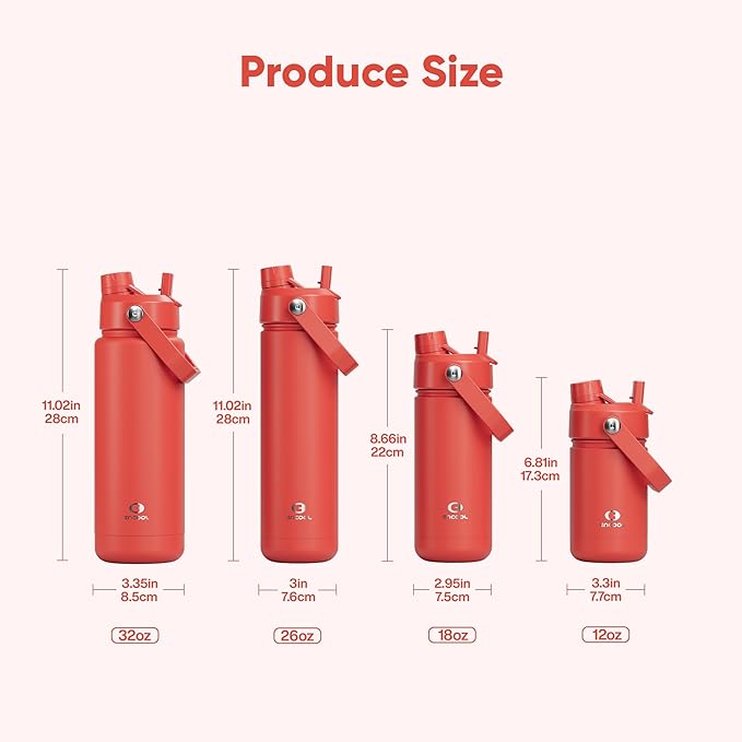 Kids Insulated Water Bottle with Straw - 12oz Stainless Steel Water Bottle with Dual Spouts, Leak-Proof, BPA-Free, Double Wall Vacuum Keeps Cold for 24 Hours for Sports, Travel, School (Tawny Orange)