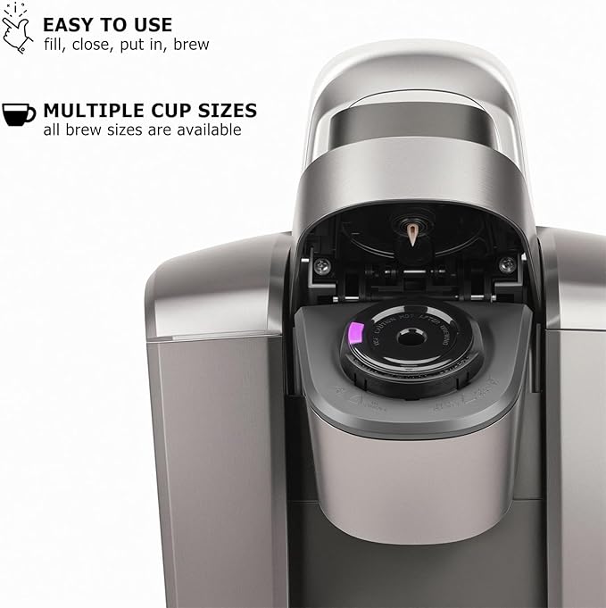 Reusable K Cups for Keurig K Elite, K Classic, K Compact, K Latte, K Duo and All 2.0 & 1.0 Coffee Makers, 4 Pack K Cup Coffee Filters - Black