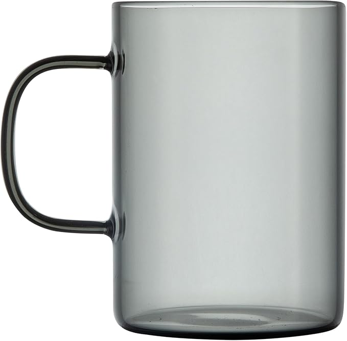 Restaurantware Glass Coffee Mug 12 Count 7 Oz Borosilicate Tea Cup with Ergonomic Handle, Dishwasher-Safe Gray Thermal Resistant Mug for Hot and Cold Drinks