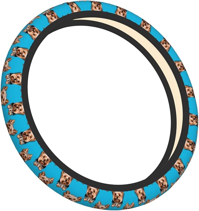 Dogs ATR Pattern Car Steering Wheel Cover, 15 Inch Steering Wheel Cover Stylish Decor for Most Cars