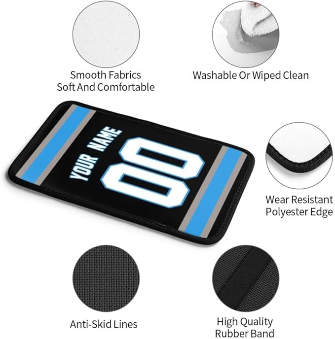 Custom Car Armrest Cover,Add Personalized Name and Number As Gifts for Loyal Football Fans,American Football Auto Center Console Pad Car handrail Box Cushion,Fit for Most Car Seat Box Cover Protector