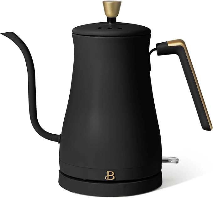 1-Liter Electric Gooseneck Kettle, 1200W Fast Heating Pour Over Coffee and Tea Kettle with Precise Spout (Black Sesame)
