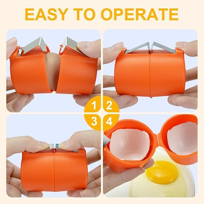 3Pcs Egg Shell Opener, 2026 New Egg Cracker Tool for Raw Eggs, Hard Boiled Egg Peeler Egg Cube Egg Separator Handheld, Stainless Steel Eggshell Breaker Egg Shell Cutter Kitchen Gadgets（3Pcs）