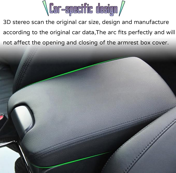 Custom Interior Accessories for Honda Accord 2008 2009 2010 2011 2012 PU Leather Center Console Armrest Box Cover Armrest Cushion Central Armrest Protector Pad(Black with Black Stitching)