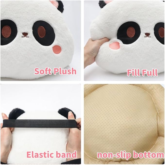 Cartoon Car Seat Cushion Lumbar Support Pillow and Neck Pillow, Cute Car Seat Pillow Headrest Pillow Back Support for Driving Fatigue Relief,for Office Chair Truck SUV (Panda Lumbar)
