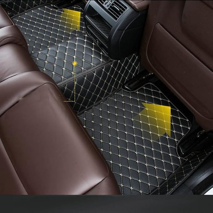 Custom Car Floor Mats Fit for 99% Sedan SUV Sports Car Full Coverage Pads Leather Floor Liners Mat Women Men (Black&White)