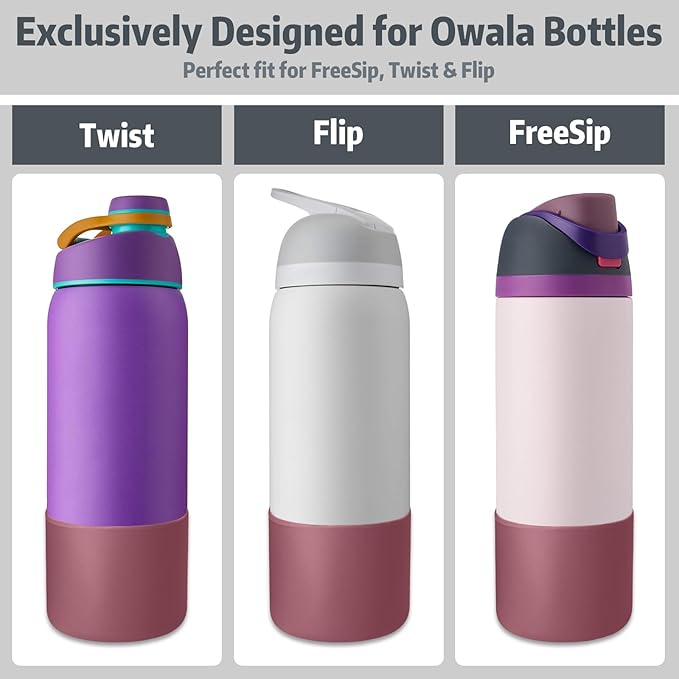 Silicone Boot for Owala 32oz Water Bottle – Anti-Slip Protective Cover, Bottle Boot, Base Cover Compatible with FreeSip, Sleeve for Stainless Steel Tumblers (Light Sorrel 32oz)