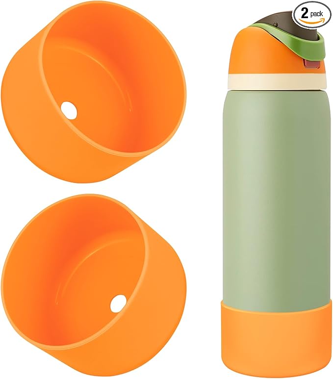 2PCS Silicone Water Bottle Boot, Compatible with Owala 24oz 32oz 40oz, Protective Anti-Scratch & Anti-Dent No Noise Sleeve Cover for FreeSip/Twist/Flip Water Bottles (Citrus Crush, 32oz)