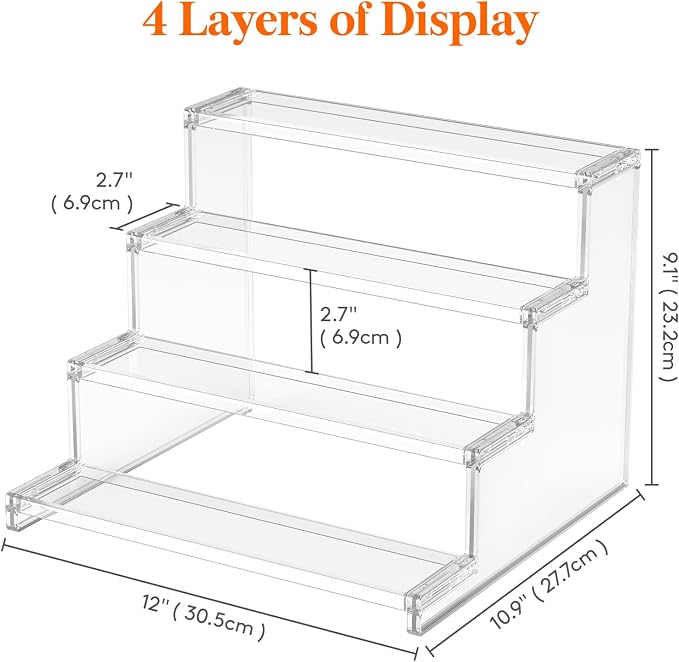 Lifewit Perfume Organizer, Bedroom Decor, Cologne Cupcake Stand, Tool-Free Assembly, Makeup Display Shelf for Vanity Bathroom Counter Storage, Clear, 30 cm/12", 2 Pcs