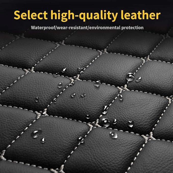Custom Car Floor Mat Compatible with 97% Car Models Luxury Leather All Weather Waterproof Anti-Skid Full Coverage Car Mats (Blue with Black)