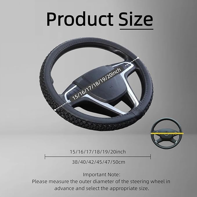 Size 16-20 Inch Ice Silk Ventilation Multi-Style Comfy Grip Steering Wheel Cover for Truck, Bus, Big Rig Trucker,SUV， Anti-Slip Design 16-20 Inch (Gray, 19)