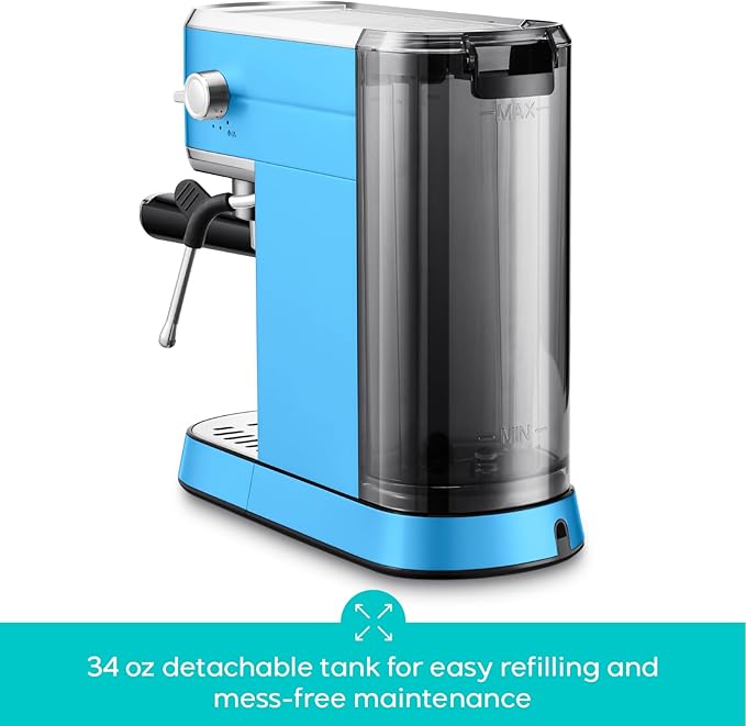 CASABREWS CM5418 Espresso Machine 20 Bar, Stainless Steel Espresso Maker with Milk Frother Steam Wand, Professional Coffee Machine with 34oz Removable Water Tank, Gift for Him, Gift for Friend, Blue
